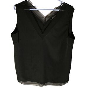 Wendy Williams size XL black sleeveless tank semi sheer trim (Cb)